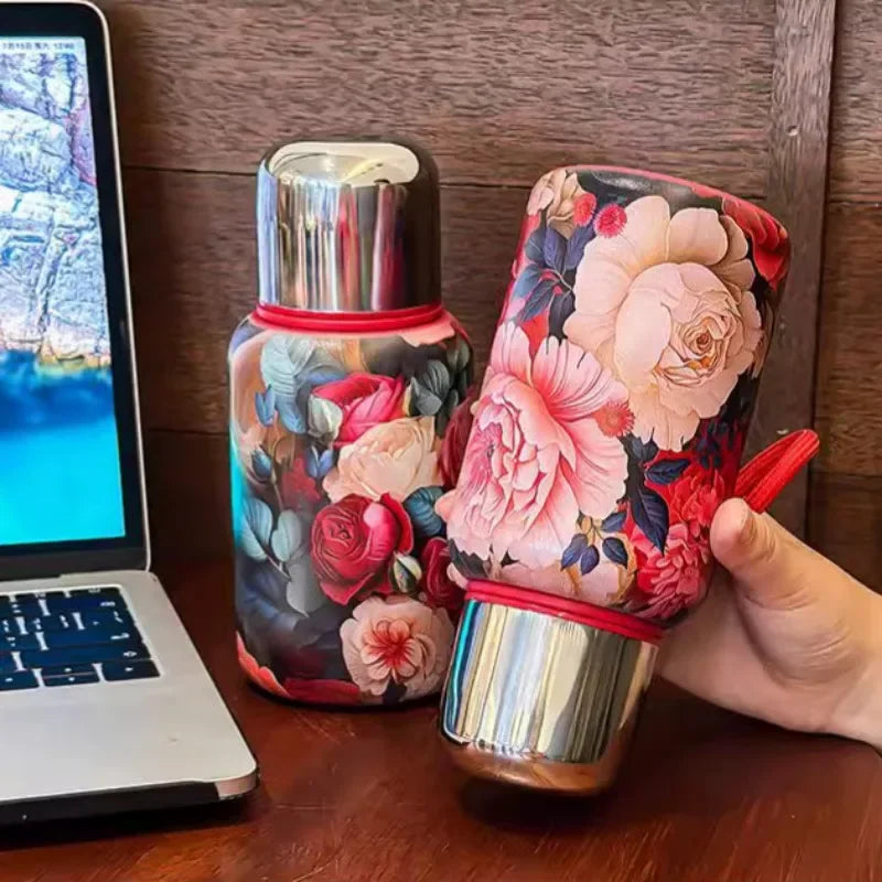 Stainless Steel Insulated Tea Cup | Double Lid 450/650ML Insulated Thermos Cup PLUSH