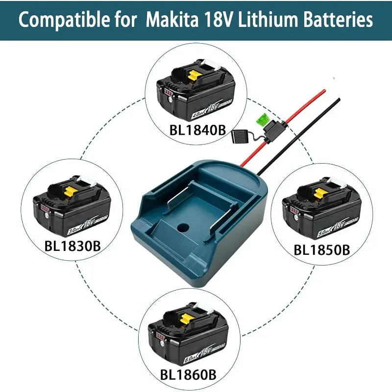 Makita 18V Battery Adapter Converter – Fuse & Wire Terminals Battery Adapter Converter PLUSH