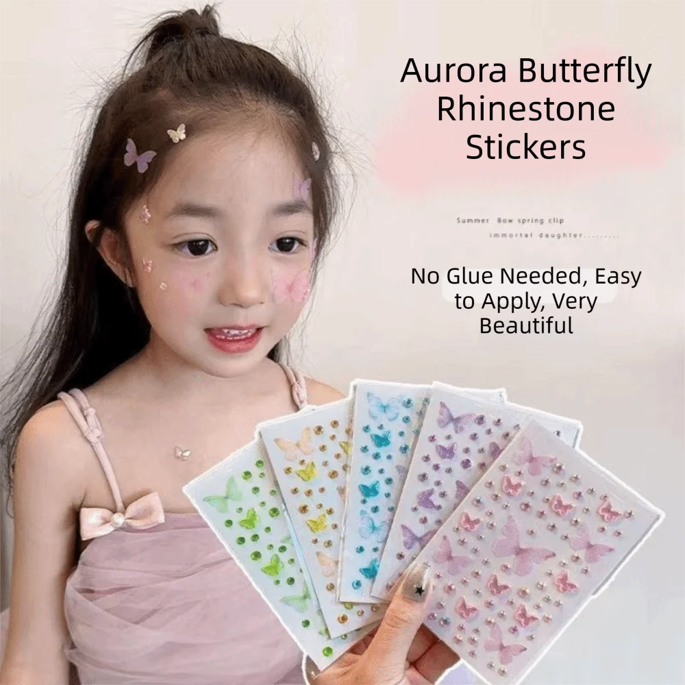 Rhinestone Butterfly Face Stickers – Sparkly Decals 5 Sheets Face & Body Stickers PLUSH
