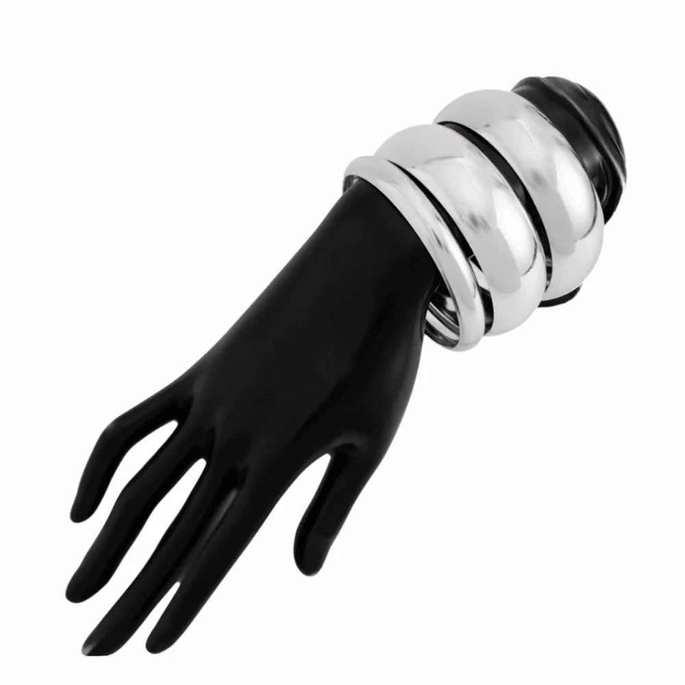 Vintage Punk Metal Bangle Set – Stackable Wide Bracelets 3–8pc Stackable Bangle Set PLUSH 3Pcs White 2