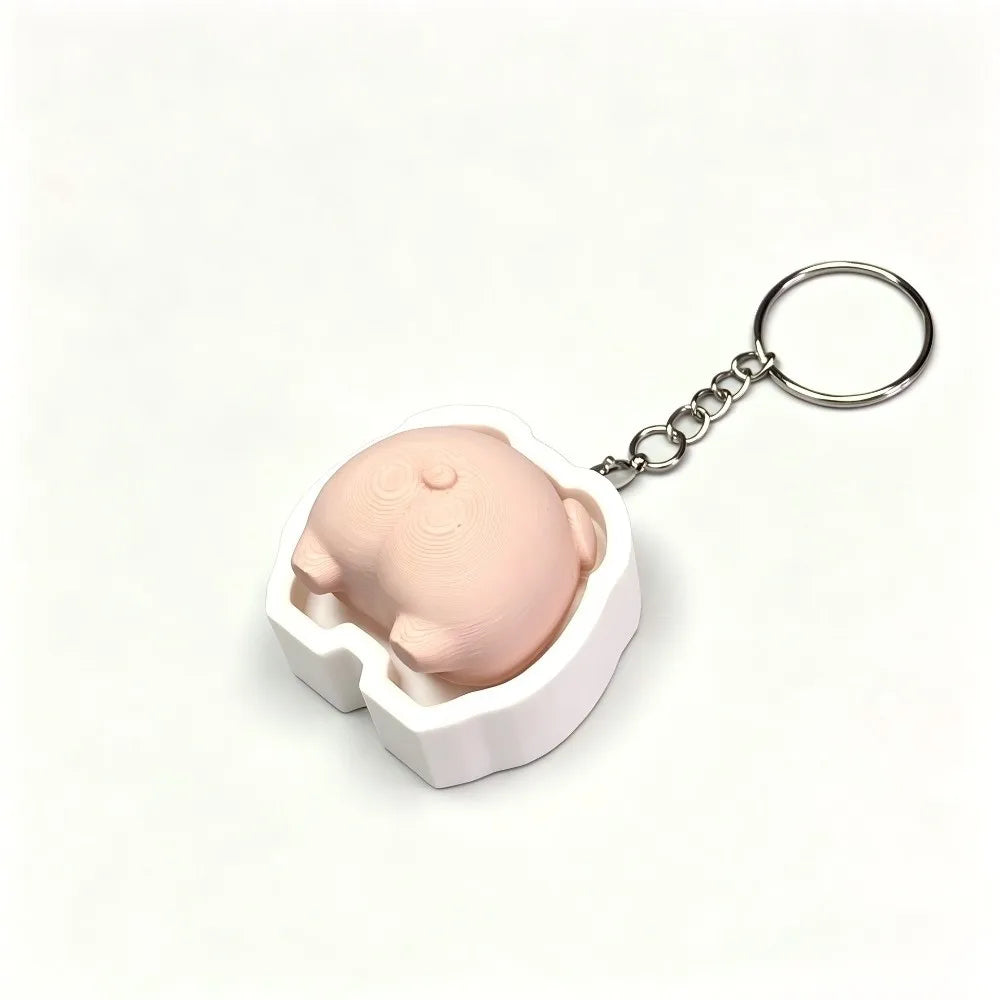 Cute Animal Fidget Clicker Keychain – Slow Rebound Squeeze Toy Fidget Keychain PLUSH Piglet butt