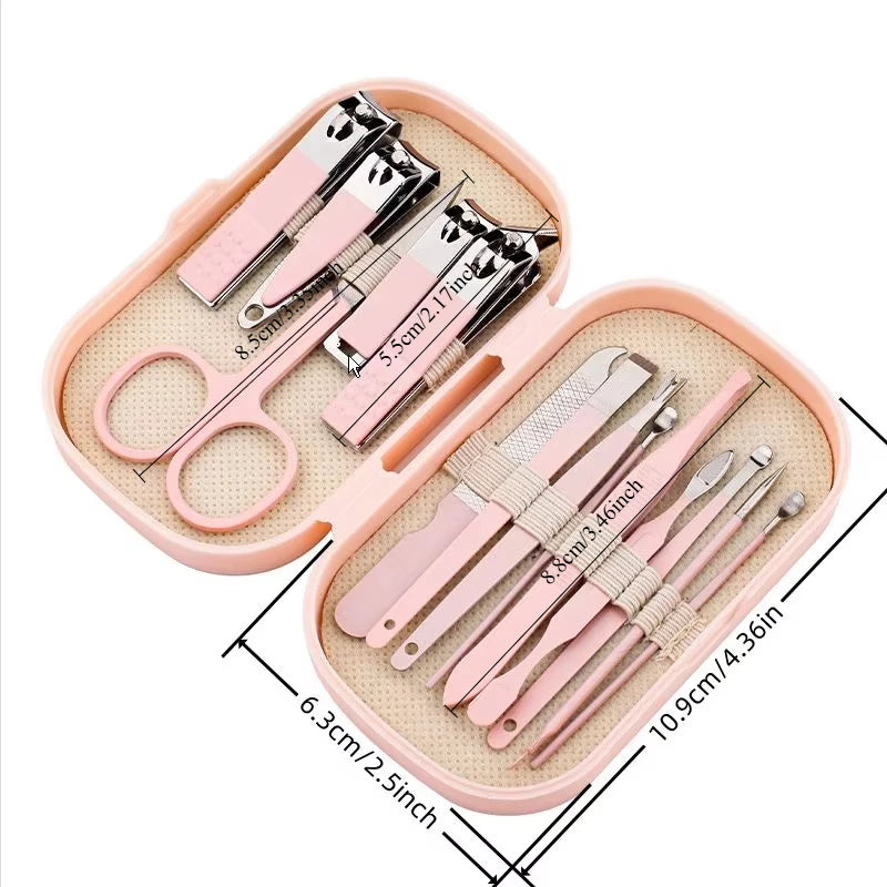 14-Piece Stainless Steel Manicure & Pedicure Set | Pink & Blue Manicure Pedicure Set PLUSH