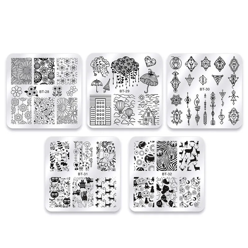 Nail Stamping Plates – Marble Leaves & Animals Stencils Nail Stamping Plate PLUSH