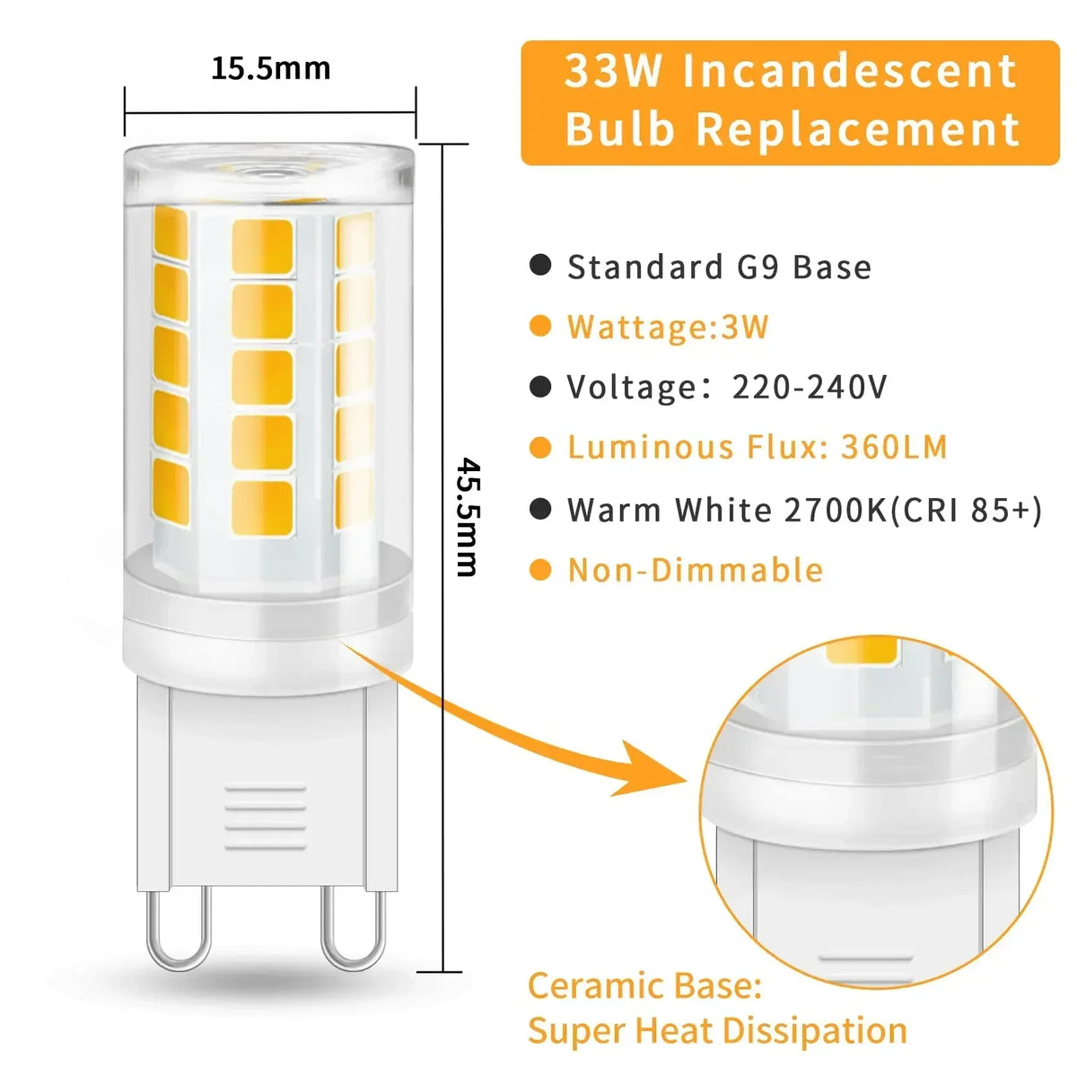 G9 LED Corn Bulbs 3W 220V | 2700K & 6500K | 3 or 8 Pack LED Light Bulbs PLUSH