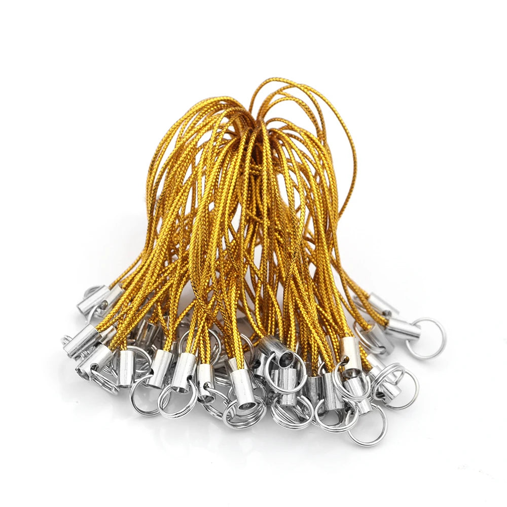 50pcs Phone Lanyard Lariat Strap Cords with Jump Rings DIY Lanyard Strap Cord PLUSH gold 01