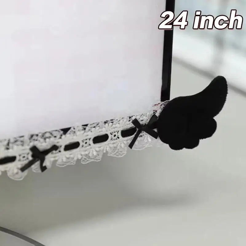 Black Bow Lace Wing Monitor Border Decor Strip Stickers Monitor Decor Sticker PLUSH A1
