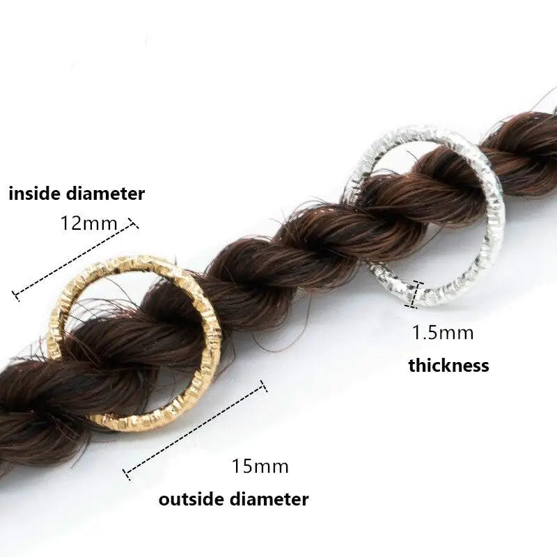 50pcs Metal Dreadlock Hair Rings Cuffs & 3D Charms – Silver Hair Styling Accessories PLUSH