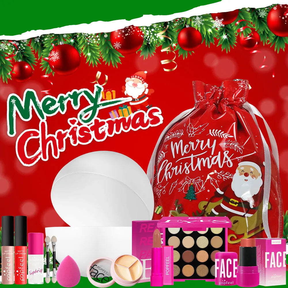 POPFEEL 9-Piece Christmas Makeup Ball Gift Set – Holiday Cosmetics Makeup Gift Set PLUSH