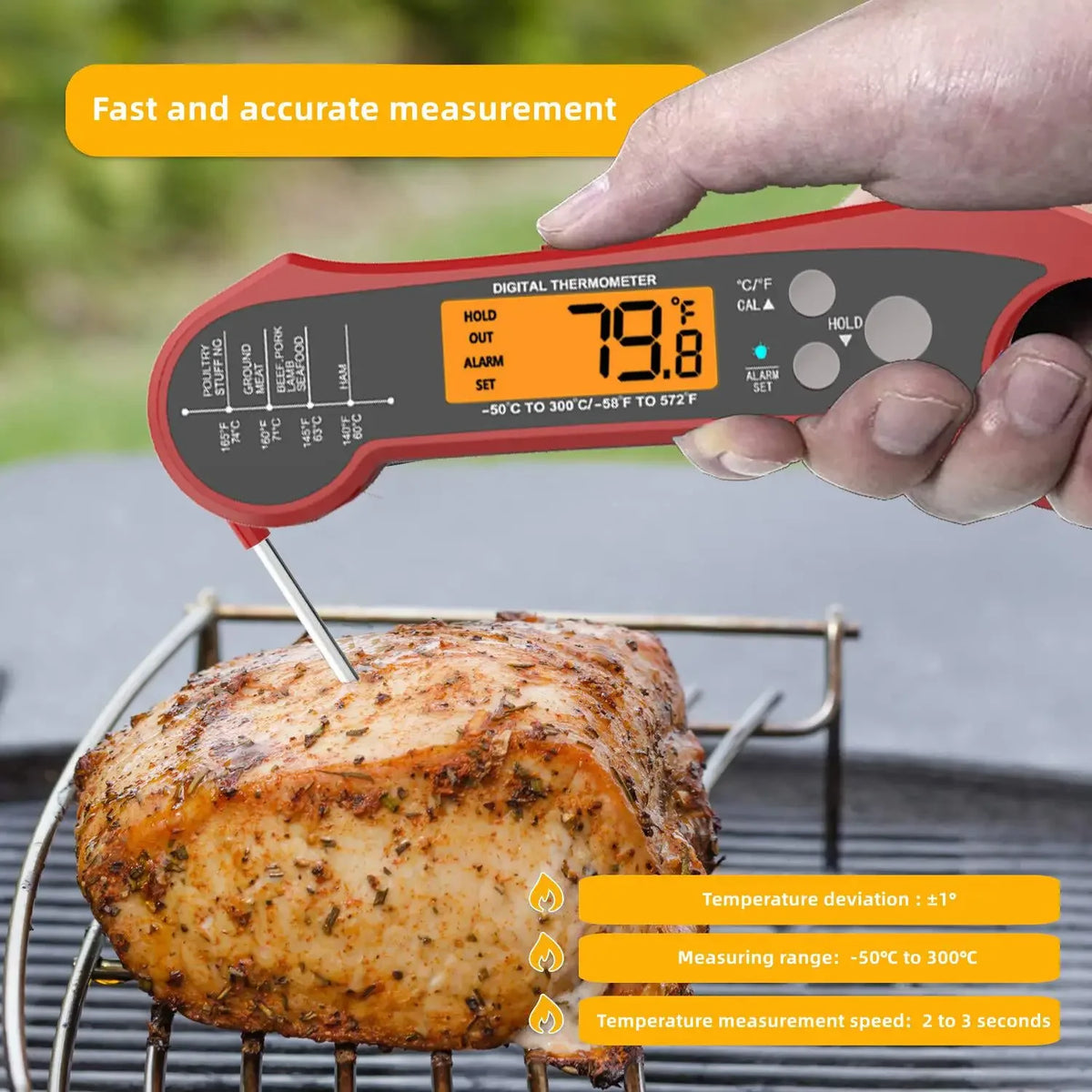 IP7 Double Probe Foldable Digital Meat Thermometer BBQ Digital Meat Thermometer PLUSH