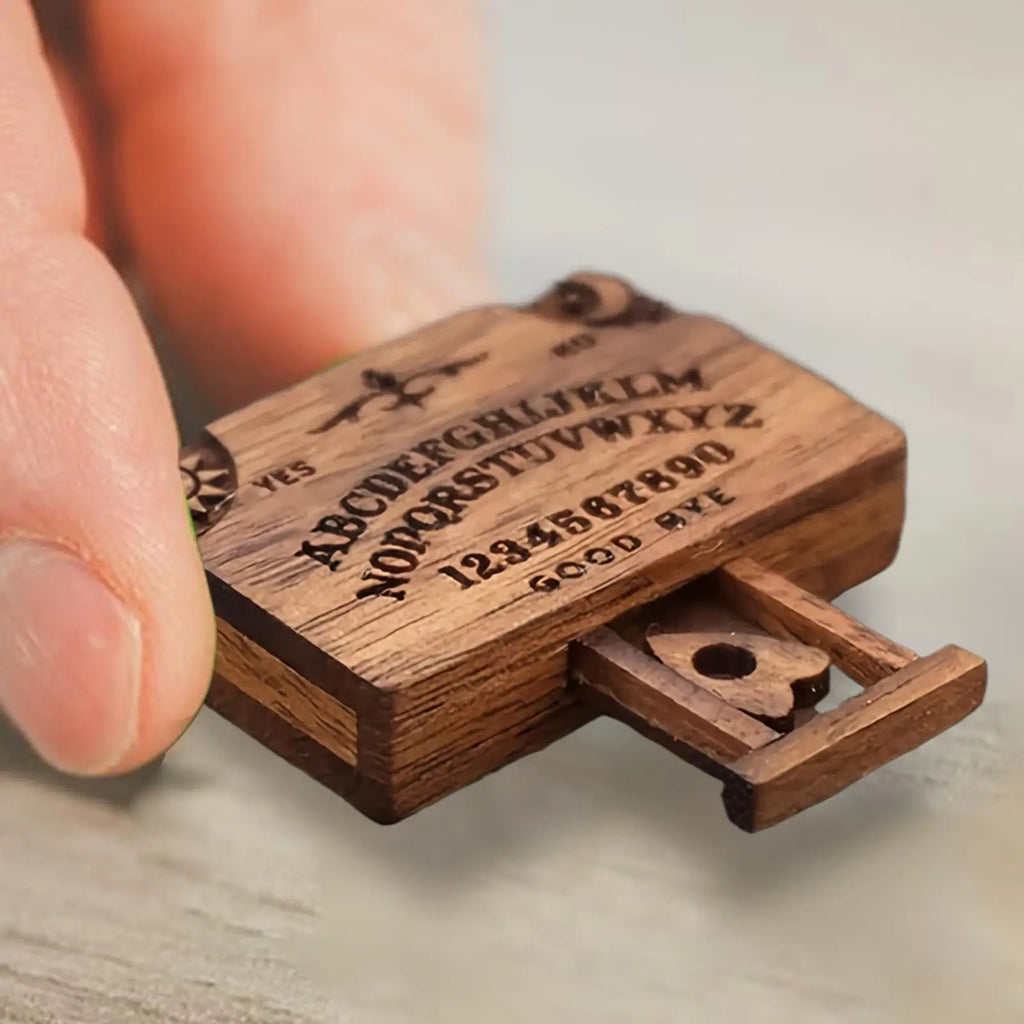Miniature Wooden Spirit Board Decoration with Planchette Miniature Decoration PLUSH