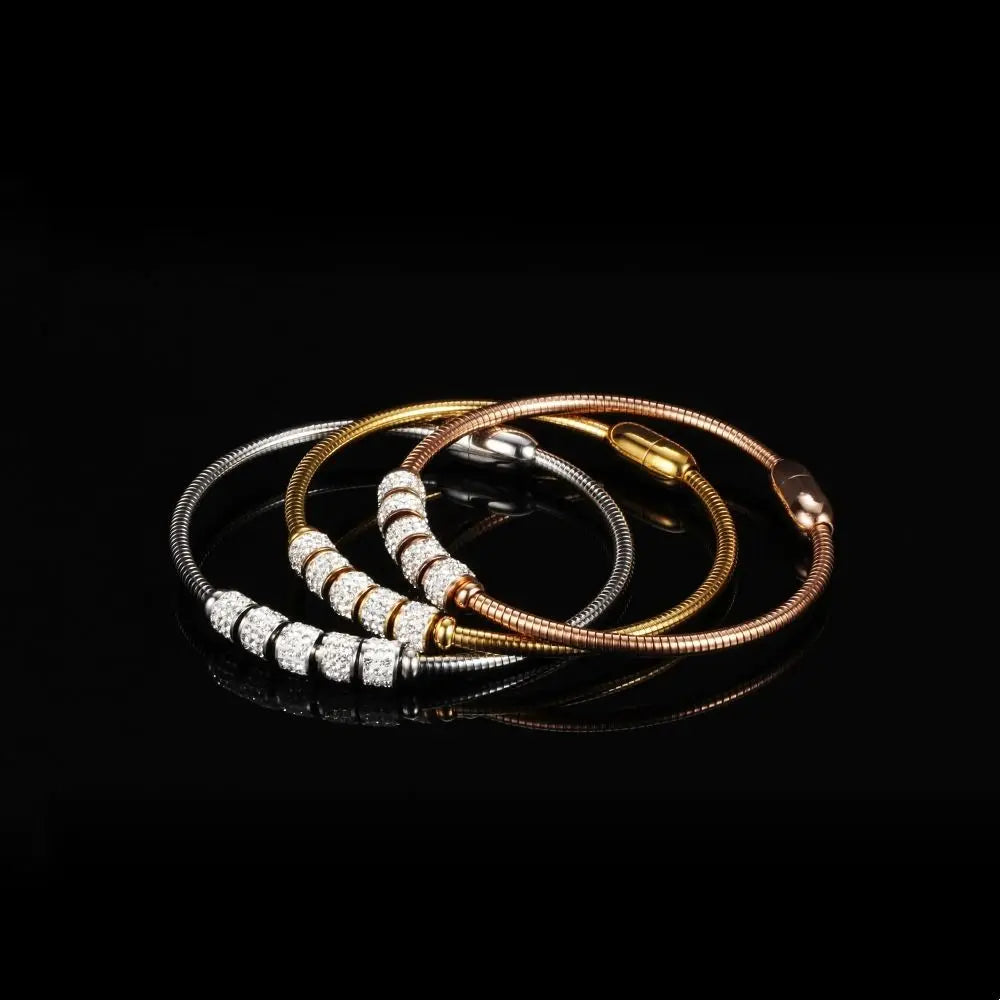 Magnetic Clasp Snake Bone Bracelet – Gold & Silver Stainless Steel Stainless Steel Bracelet PLUSH