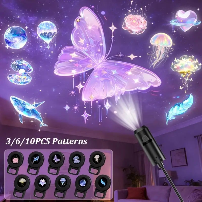 USB LED Projector Night Light Set of 3 – Room Decor Lamp LED Projector Night Light PLUSH