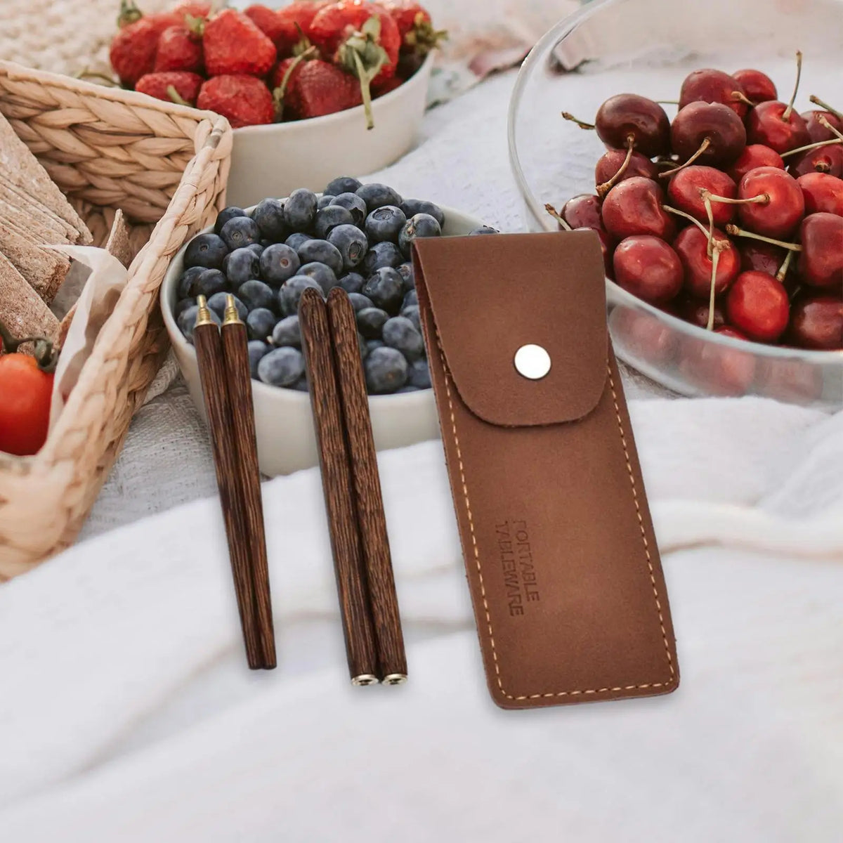 Wooden Travel Chopsticks Detachable Reusable with Pouch Travel Chopsticks PLUSH