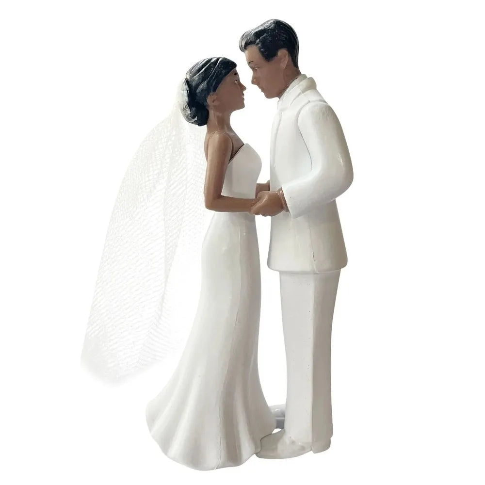 Bride & Groom Wedding Cake Topper – Elegant PVC Figurines Wedding Cake Topper PLUSH White