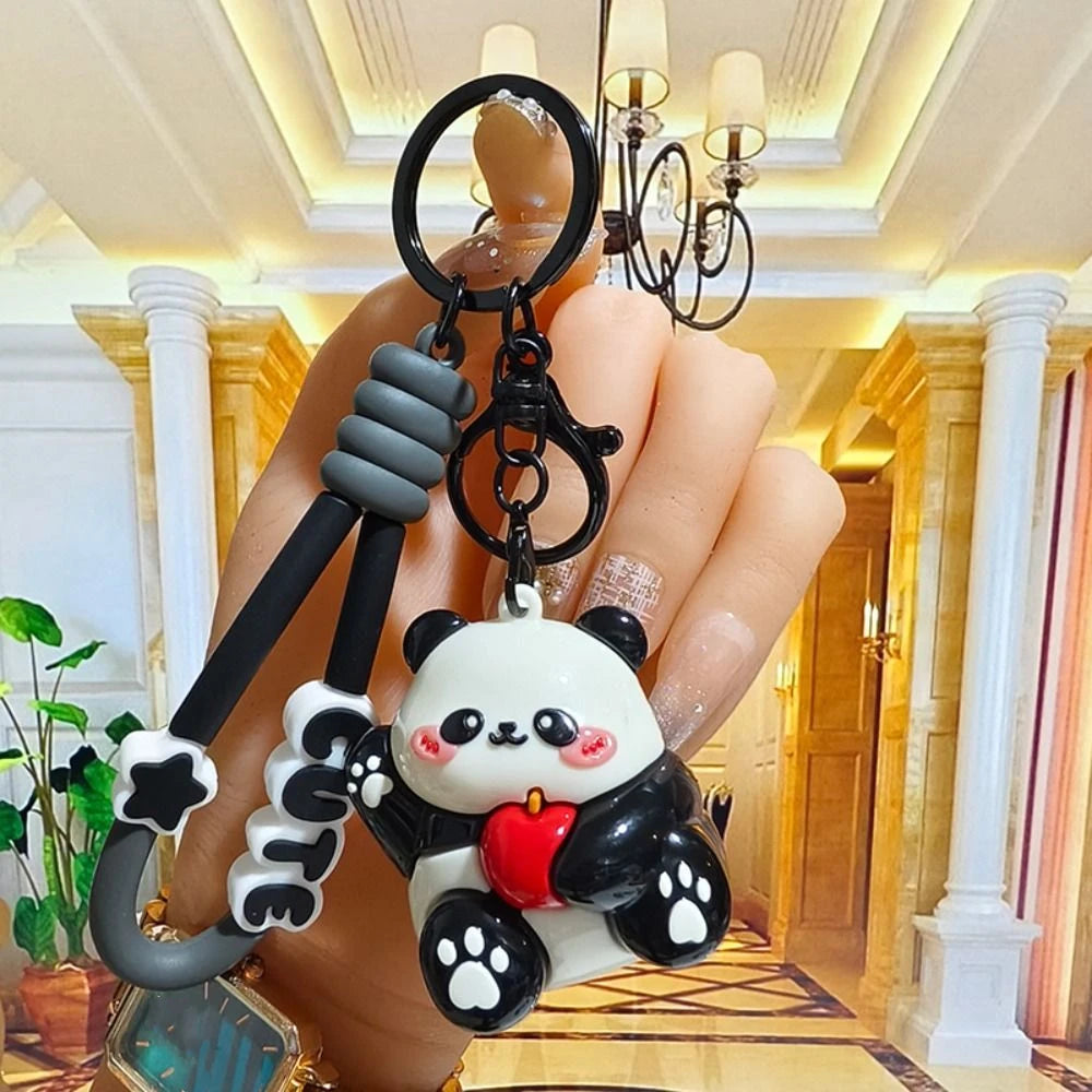 Cute Cartoon Panda Silicone Keychain – Fun Animal Key Ring Animal Keychain PLUSH