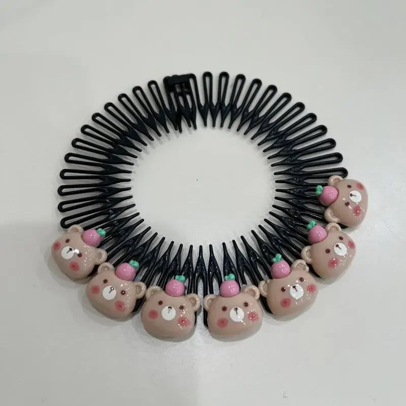 Y2K Star Heart Colorful Hair Comb Clips – Girls Hair Accessories Hair Comb Clip PLUSH apple bear