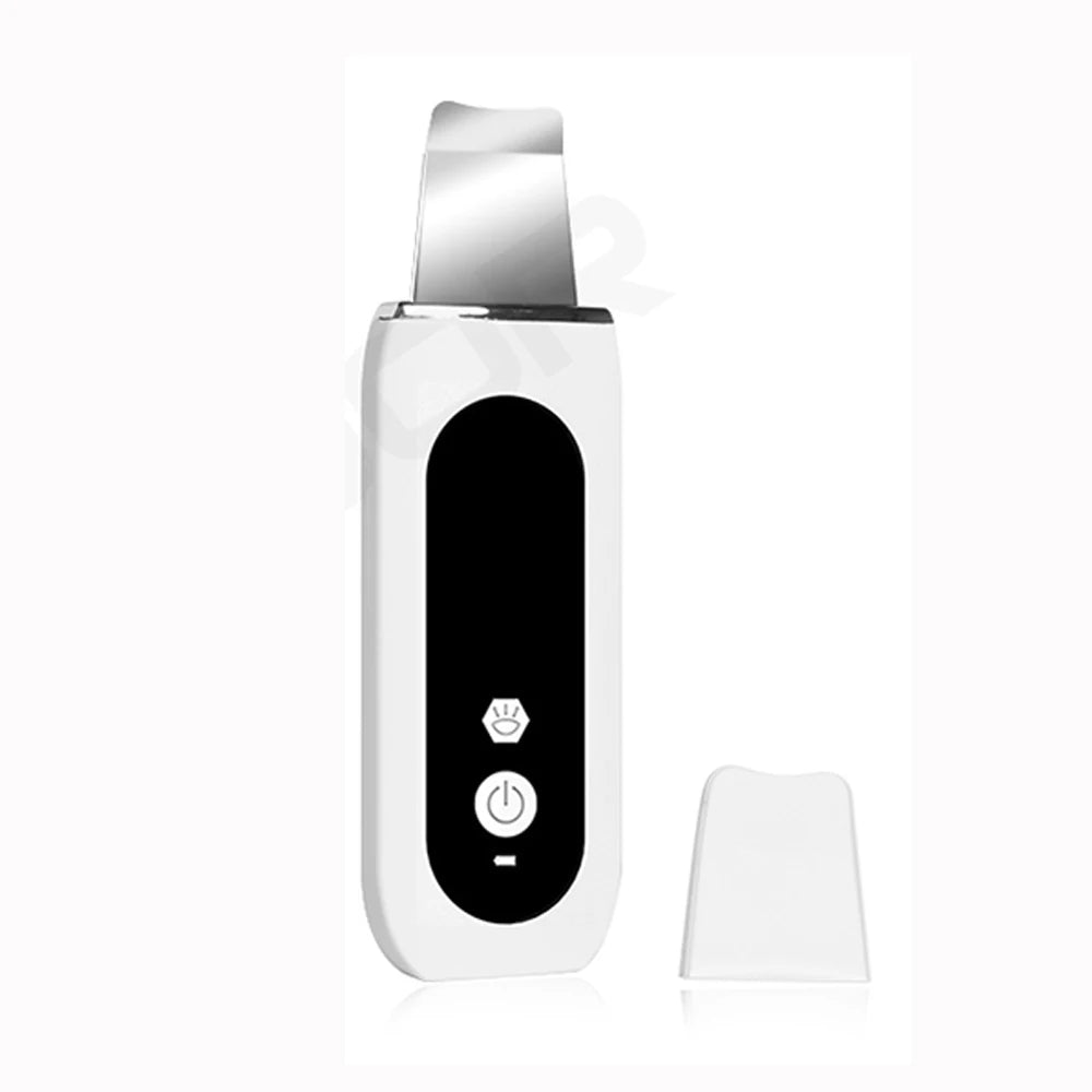 Ultrasonic Skin Scrubber – Facial Spatula & Deep Pore Cleanser Facial Cleansing Device PLUSH white