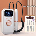 Rechargeable Electric Nail Polisher Kit – 11 Heads & 20 Straps Electric Nail Polisher PLUSH WHITE USB Type-C