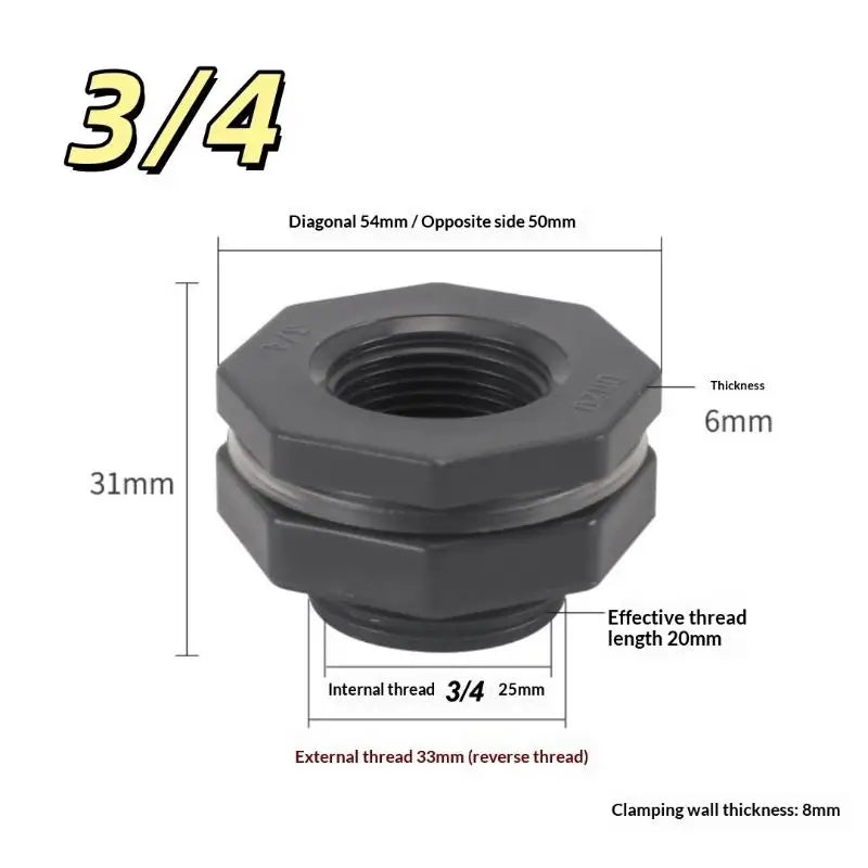 PVC IBC Water Tank Adapter with Valve – Rainwater Harvesting Water Tank Adapter PLUSH D