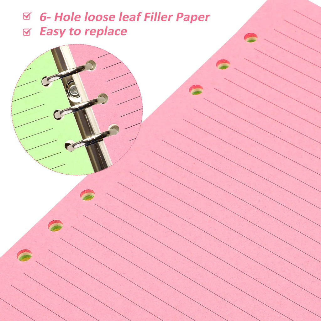 50pcs A5 6-Hole Loose Leaf Filler Paper Refills – Lined Loose Leaf Filler Paper PLUSH