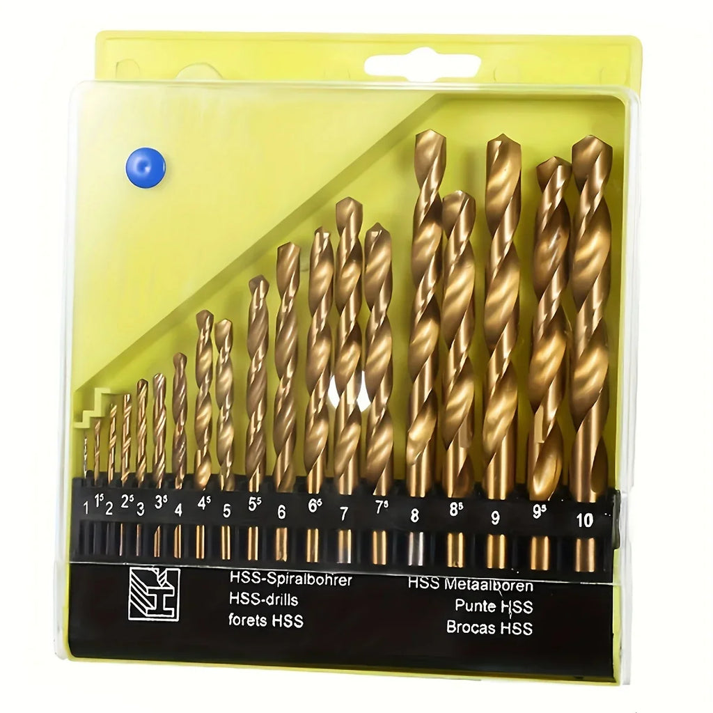 19pc M35 Cobalt Drill Bit Set 1–10mm | Stainless Steel & Hard Metal Cobalt Drill Bit Set PLUSH