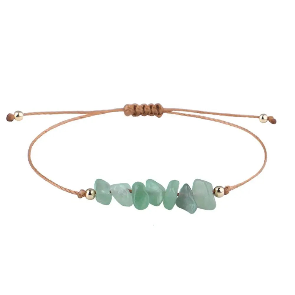 Amethyst Crystal Gravel Woven Rope Boho Bracelet for Women Boho Stone Bracelet PLUSH Green