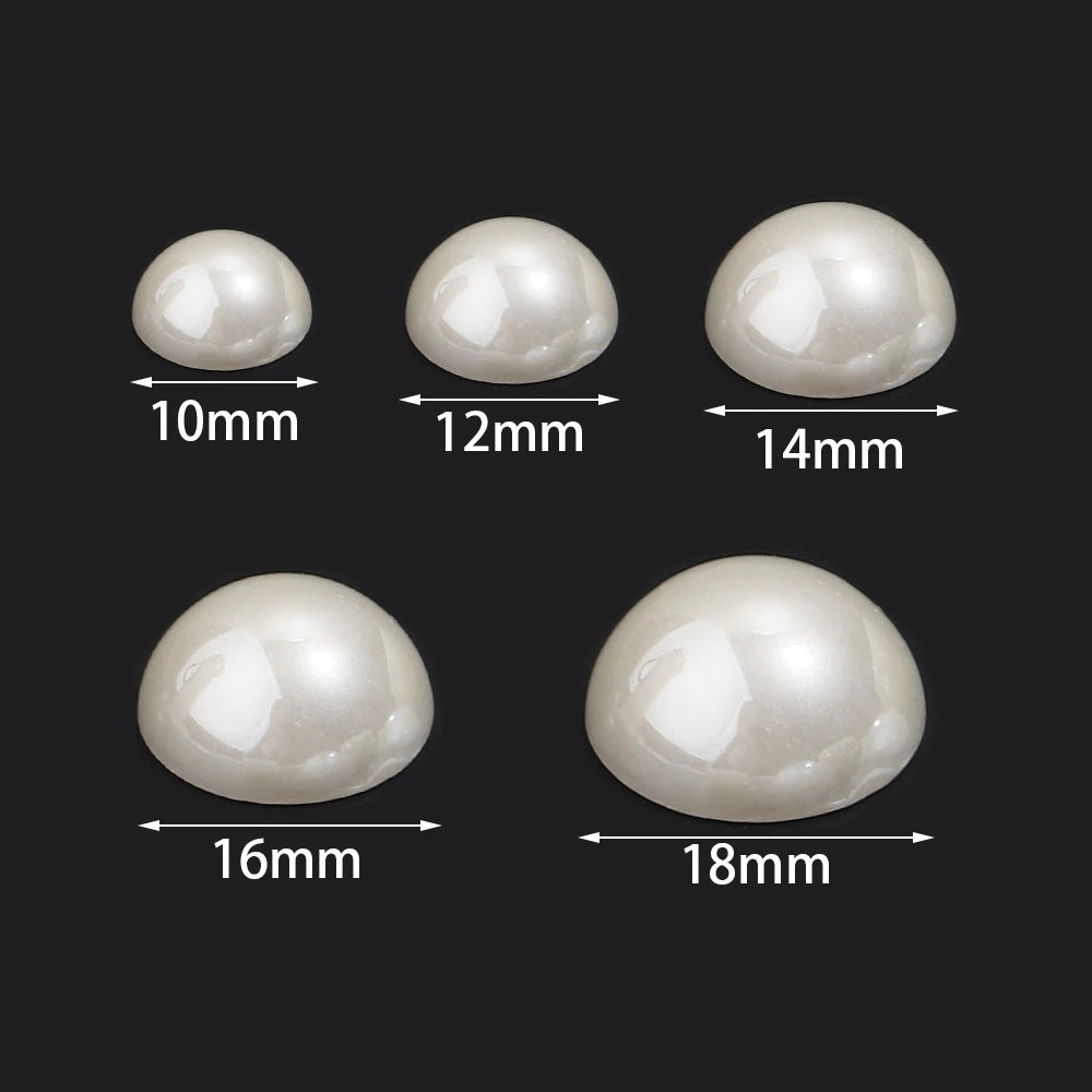 Beige Half Round No-Hole Imitation Pearl Beads 10-100pcs DIY Jewelry Craft Beads PLUSH
