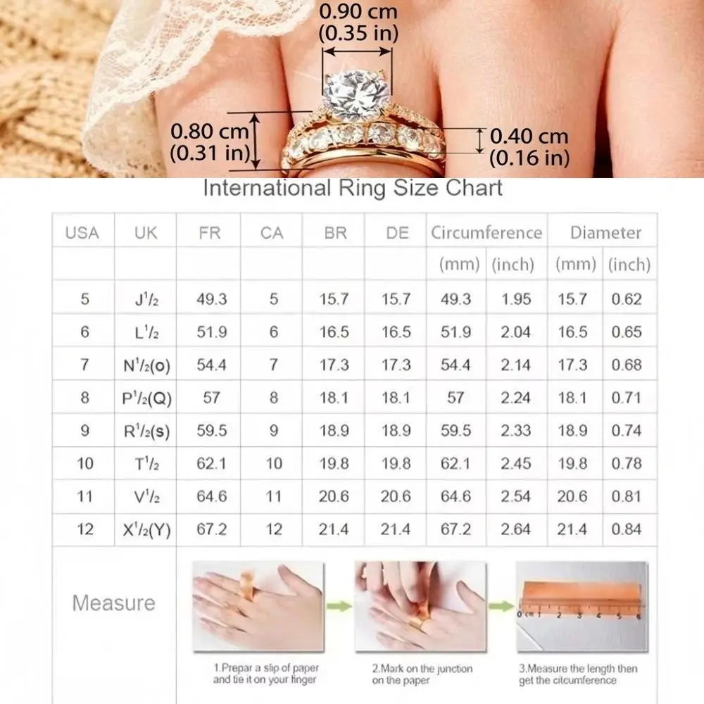 3-Piece Copper Zircon Stackable Ring Set – Gold Tone Fashion Stackable Ring Set PLUSH