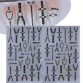 3D Matte Black Punk Belt Nail Stickers Gold Silver Decals 2pcs Nail Art Stickers PLUSH SWO-118 2pcs