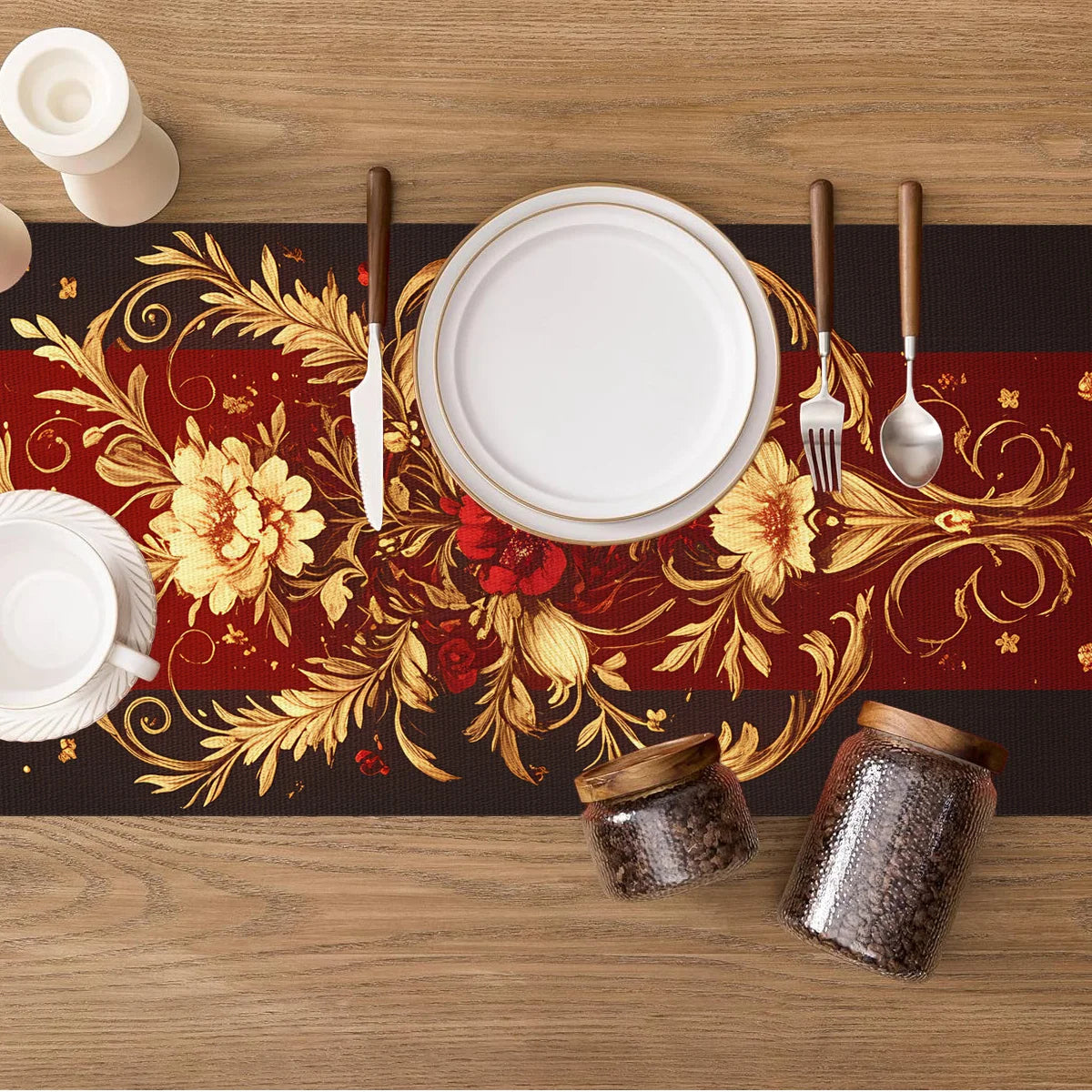 Valentine's Day Table Runner – Red Vintage Print | 3 Sizes Holiday Table Runner PLUSH