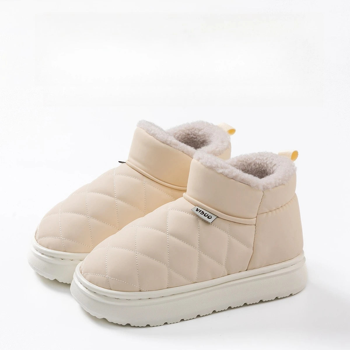 Women's Waterproof Fur-Lined Snow Boots – Slip-On Platform Women's Snow Boots PLUSH 38-39 White