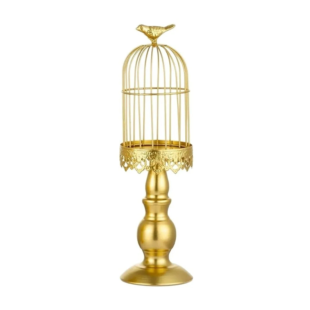 Vintage Iron Birdcage Candle Holder – Tabletop Décor Stand Iron Candle Holder PLUSH Large Gold