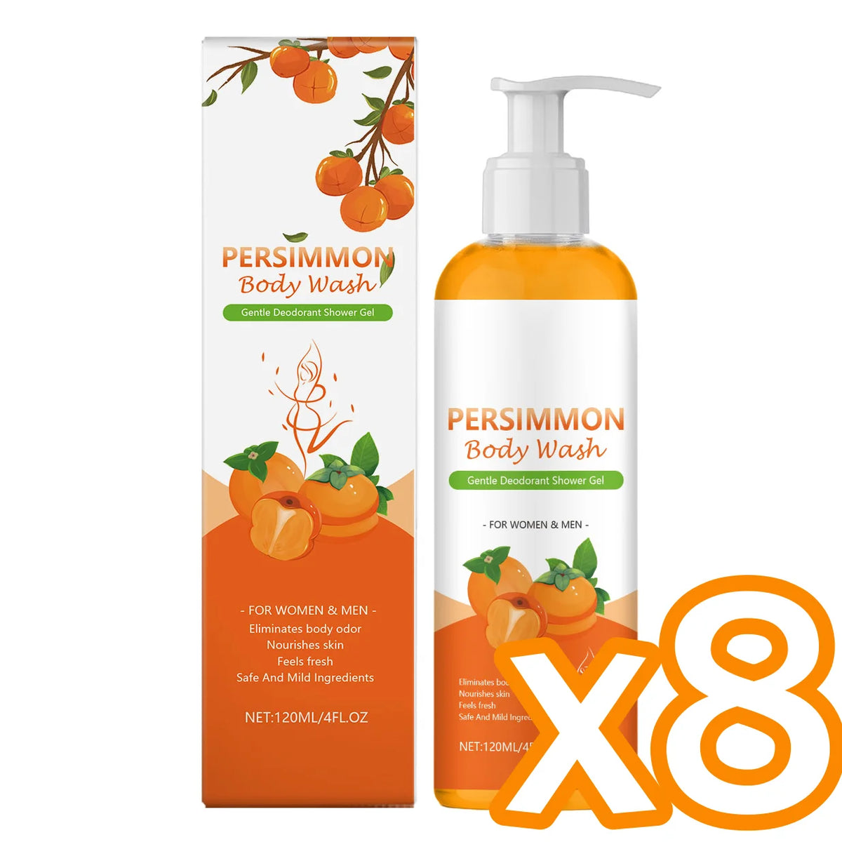 Persimmon Exfoliating Body Wash – Hydrating Shower Gel Exfoliating Body Wash PLUSH 120ml x 8 Others