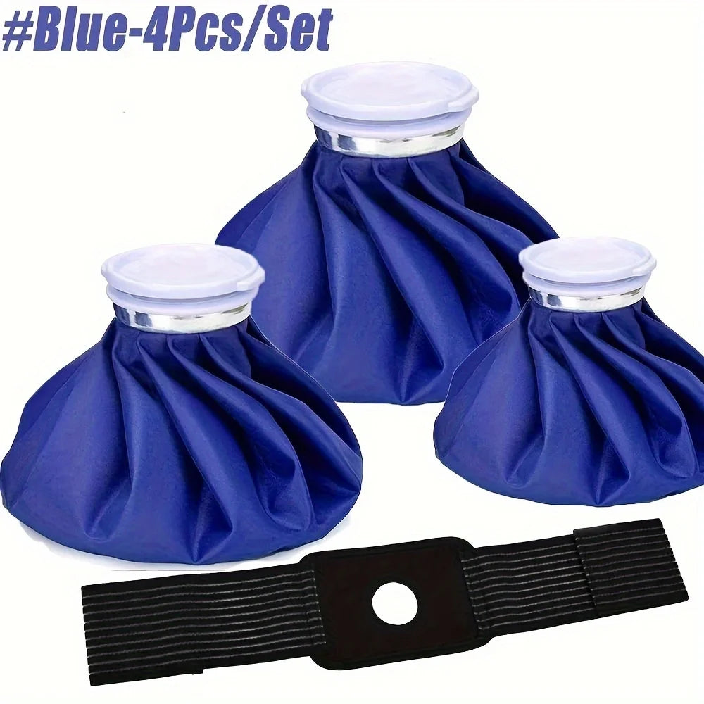 Hot & Cold Reusable Ice Pack Set – 3 Bags + Elastic Wrap Hot Cold Ice Pack PLUSH 4PCS Dark Blue