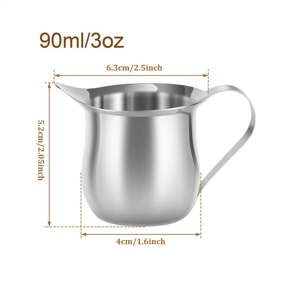 Stainless Steel Mini Milk Frothing Pitcher 90ml – Creamer Jug Milk Frothing Pitcher PLUSH