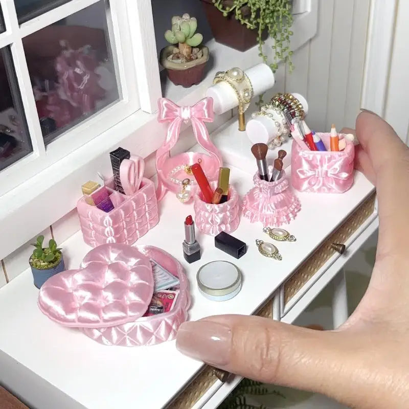 Pink 1:12 Miniature Cosmetic Storage Box – Dollhouse Accessory Dollhouse Miniature PLUSH