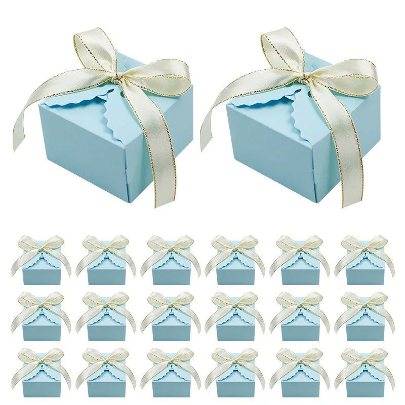 Kraft Paper Gift Boxes with Ribbon 10/20pcs – Party Favors Party Favor Boxes PLUSH Blue 20PCS