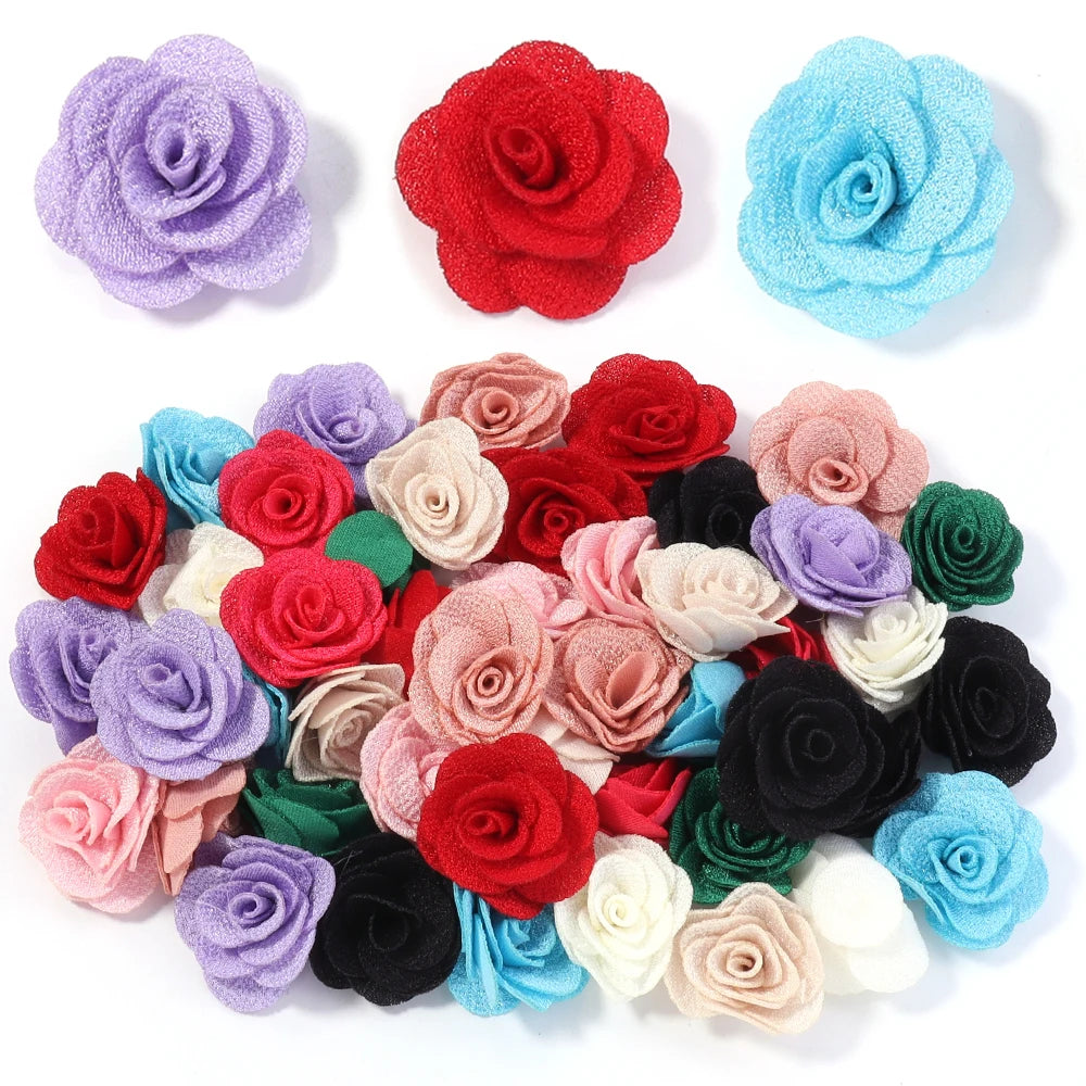 10pcs 4cm Fabric Rose Flowers for DIY Sewing, Headwear & Decor Fabric Flower Embellishments PLUSH