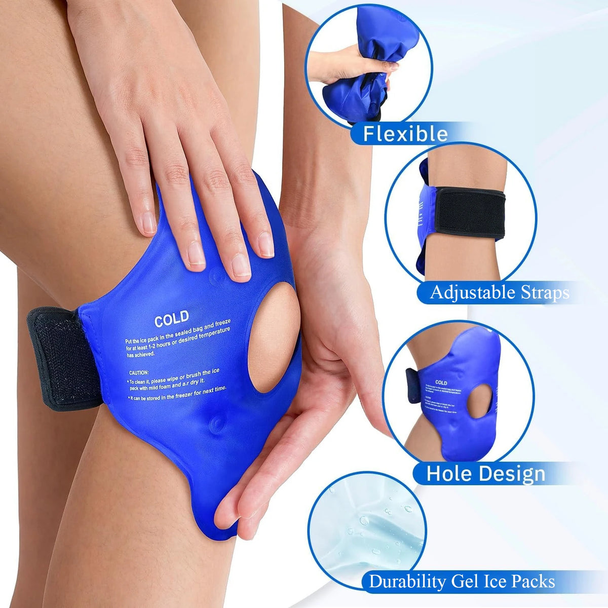 Reusable Gel Ice Wrap for Knee – Cold Compress & Strap Knee Ice Wrap PLUSH