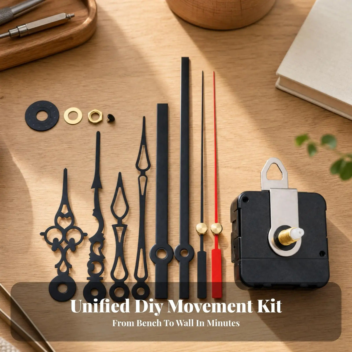 Metal Quartz Clock Movement with Black & Red Hands – DIY Kit Clock Movement Kit PLUSH