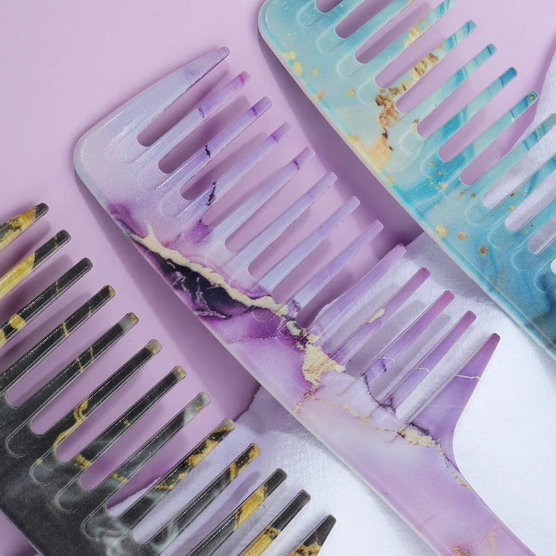 Extra Large Wide Tooth Detangling Comb – Marble Pattern Wide Tooth Comb PLUSH