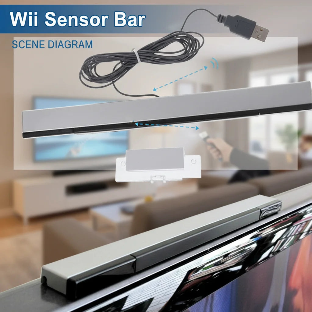 USB Sensor Bar for Nintendo Wii & Wii U – IR Infrared Wired Gaming Sensor Bar PLUSH