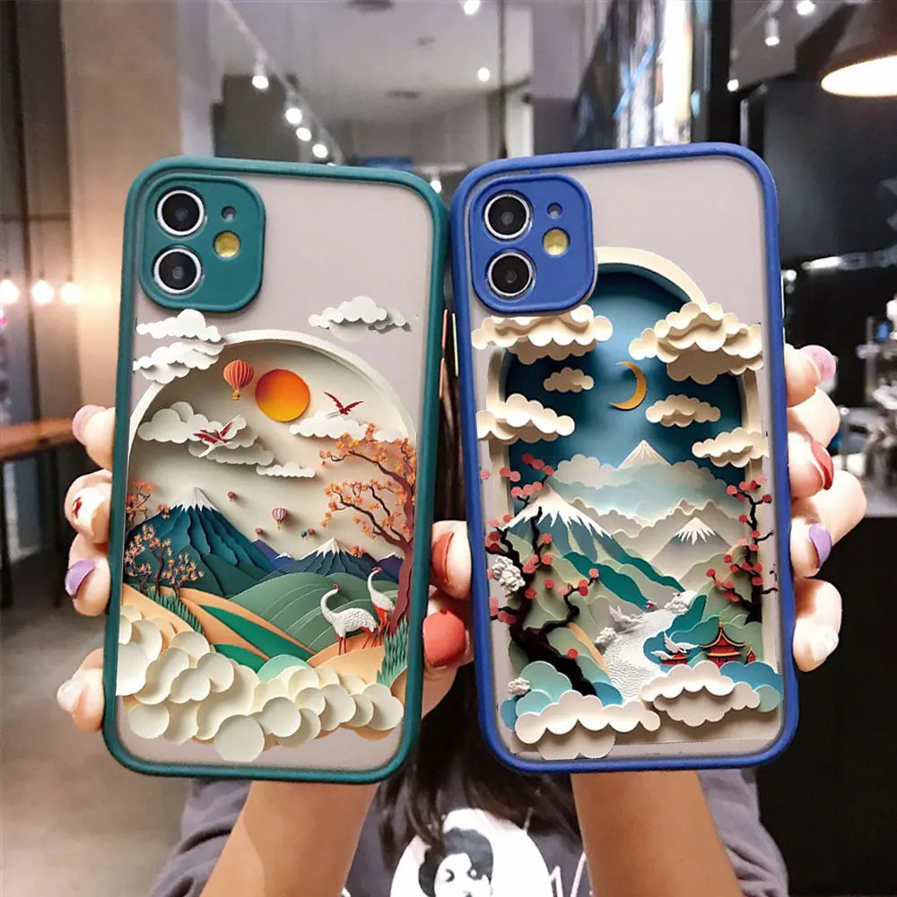 Landscape iPhone Case | Mountains & Rivers Shockproof Cover iPhone Phone Case PLUSH