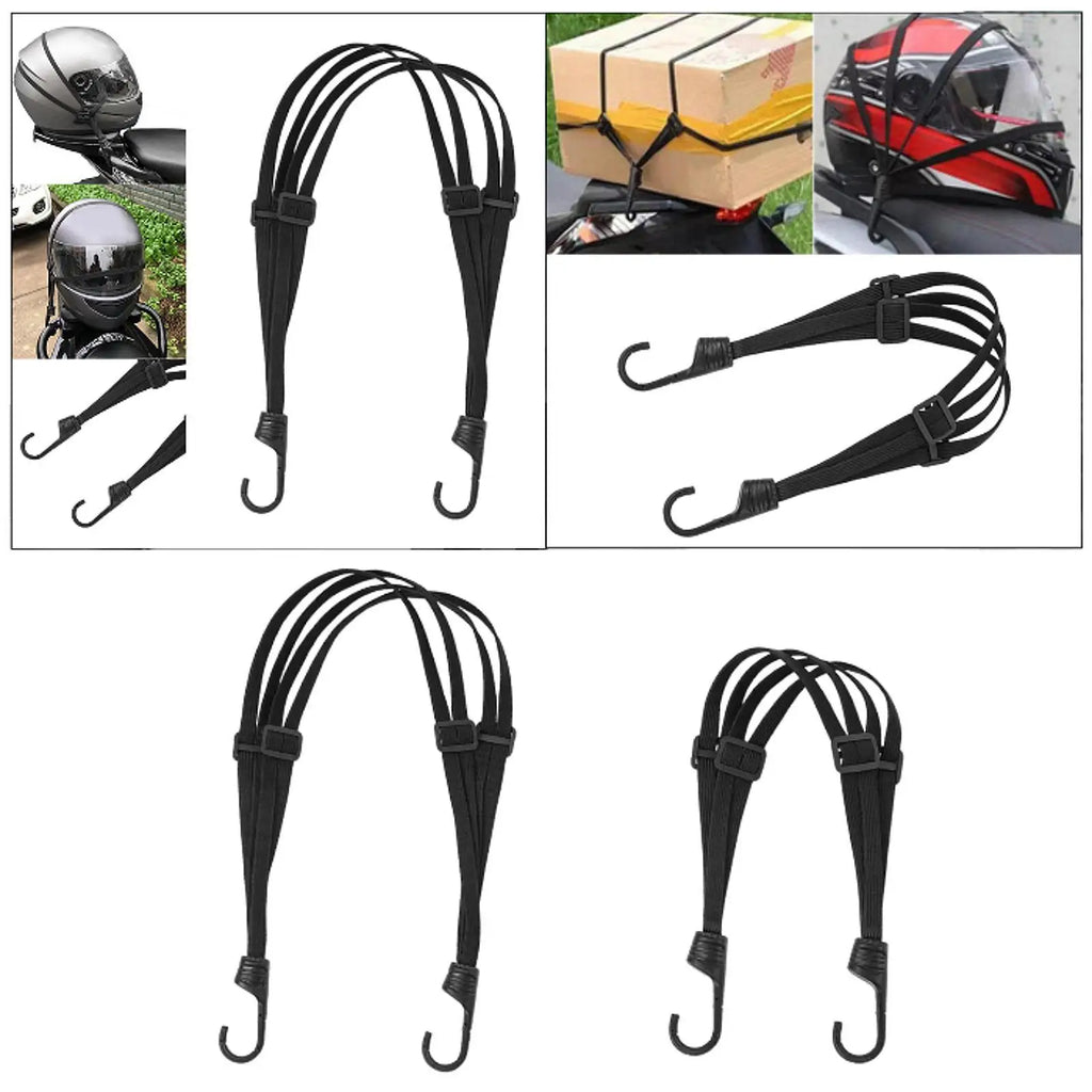 Motorcycle Helmet Elastic Strap Net with Hooks – 4 Pack Motorcycle Cargo Strap PLUSH