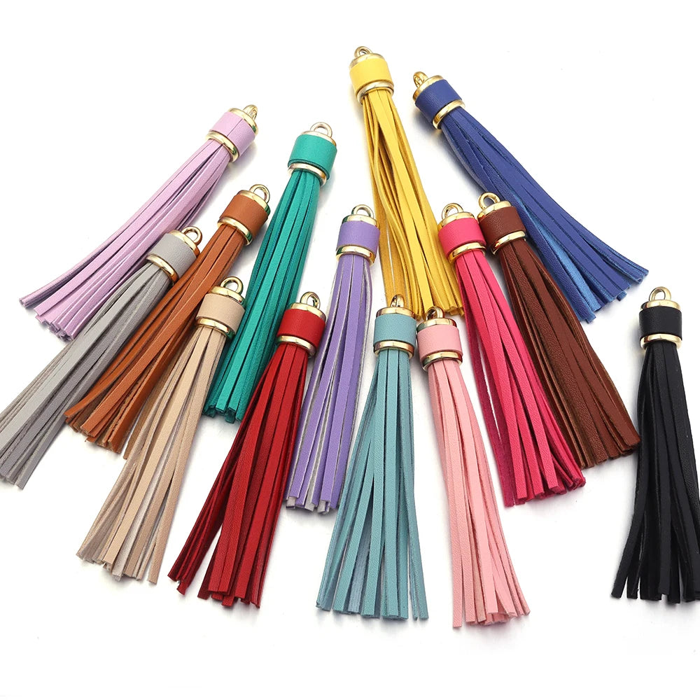 4pcs 10cm PU Leather Colorful Tassel Pendants – DIY Jewelry Tassel Jewelry Charm PLUSH