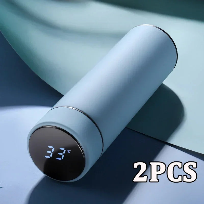 Smart Temp Display Thermal Mug – 500ml Stainless Steel Thermos Insulated Thermal Mug PLUSH BLue 2PCS 500ml