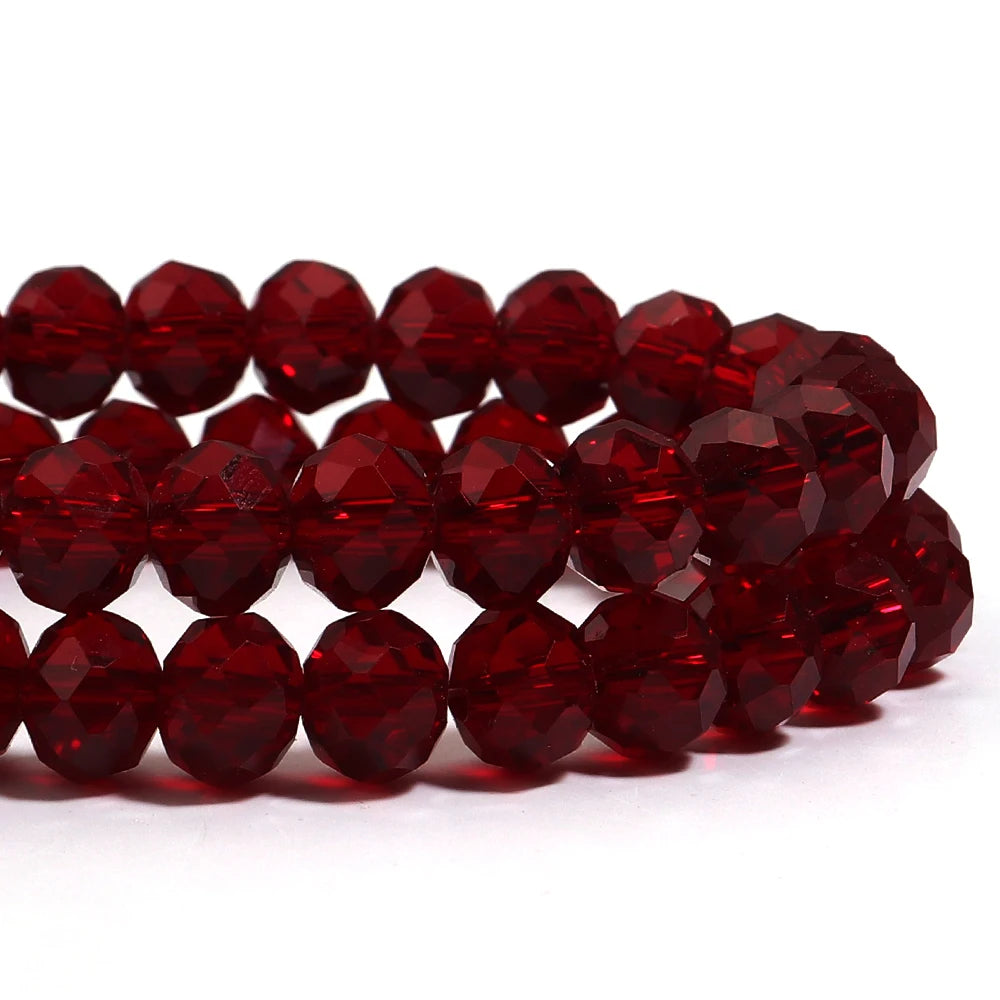 Wine Red Faceted Crystal Glass Abacus Beads 3–8mm | DIY Jewelry Glass Abacus Beads PLUSH