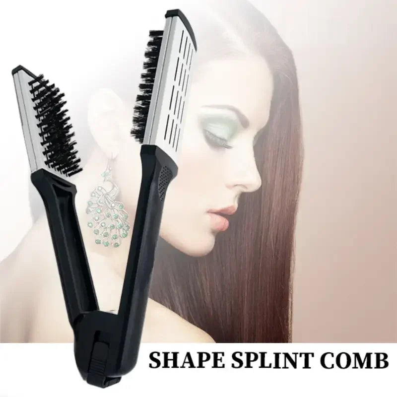 V-Shape Splint Hair Straightener Comb – Double Sided Brush Hair Styling Comb PLUSH