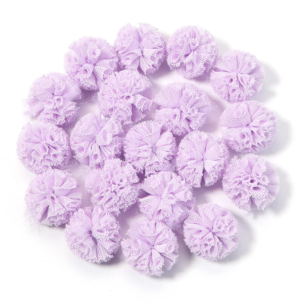 30pcs Tulle Flower Balls for DIY Hair Accessories & Crafts Craft Embellishments PLUSH light purple