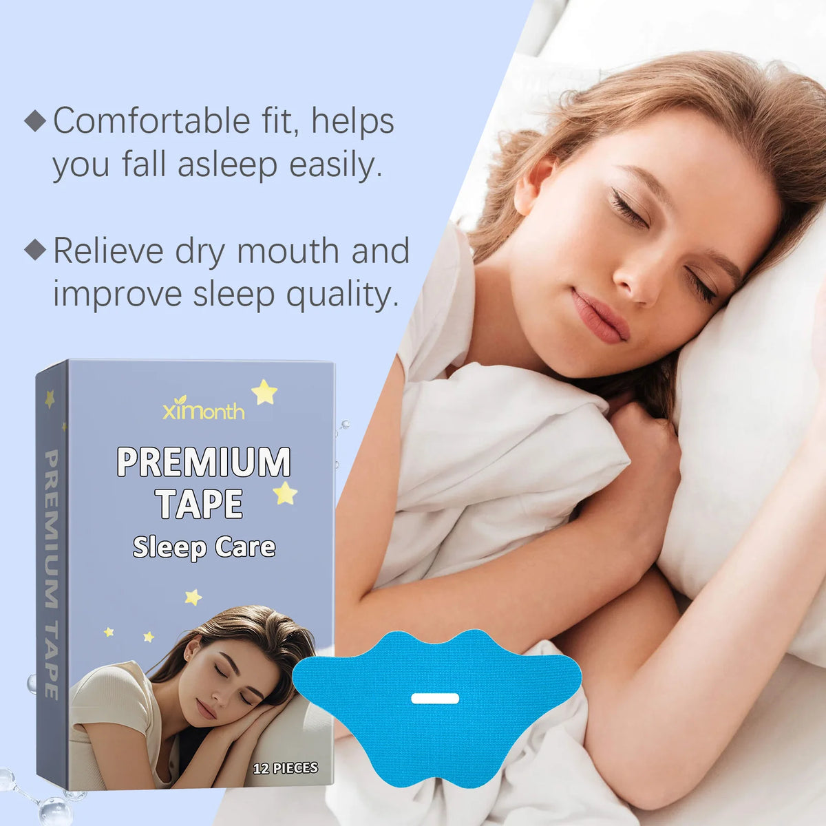 Ximonth Lavender Sleep Mouth Tape – Nasal Breathing Strip 12pcs Sleep Mouth Tape PLUSH